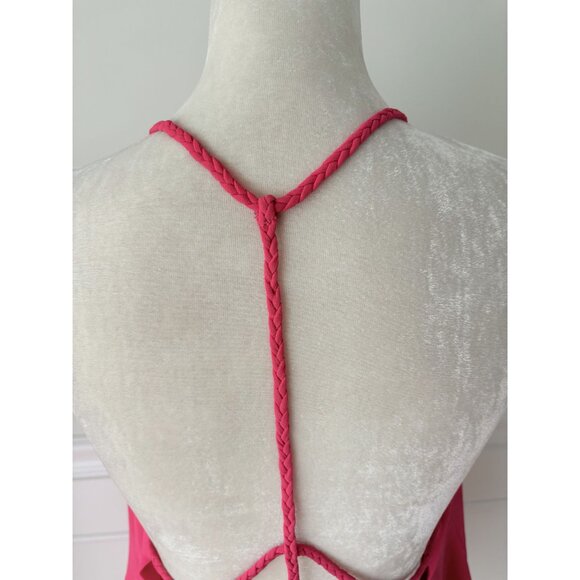 Naked Zebra Braided Back Bright Pink Lined Tank Top M - Picture 5 of 6